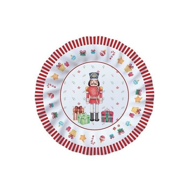 Imagen de Platos Cascanueces Navidad cartón 20cm (8 uds.)