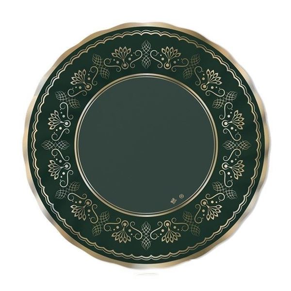 Imagen de Platos Royal Green Gold cartón 25cm (6 unidades)
