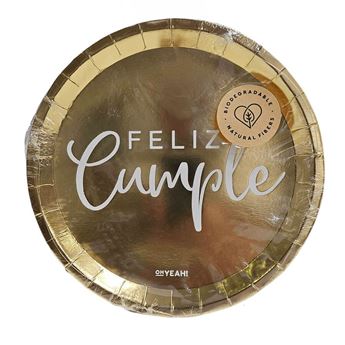 Imagens de Platos Feliz Cumple Dorado 20cm (8)
