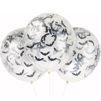 Imagen de Globos Cristal Confeti Murciélagos Látex (5 unidades)