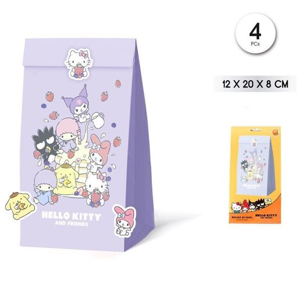Imagens de Bolsas Cumpleaños Hello Kitty Violeta de Papel (4uds)