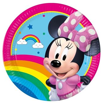 Imagen de Platos Minnie Mouse Arcoíris cartón 23cm (8 unidades)