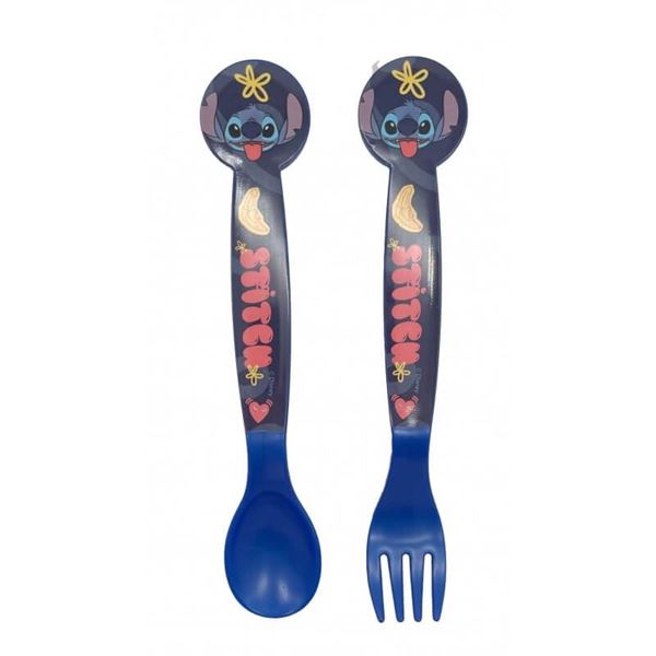Imagen de Set Cubiertos Stitch Disney Plástico Duro Reutilizable