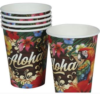 Imagens de Vasos Aloha Verano cartón (6 uds)