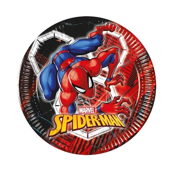 Imagens de Platos Spiderman Telaraña cartón 20cm (8 unidades)