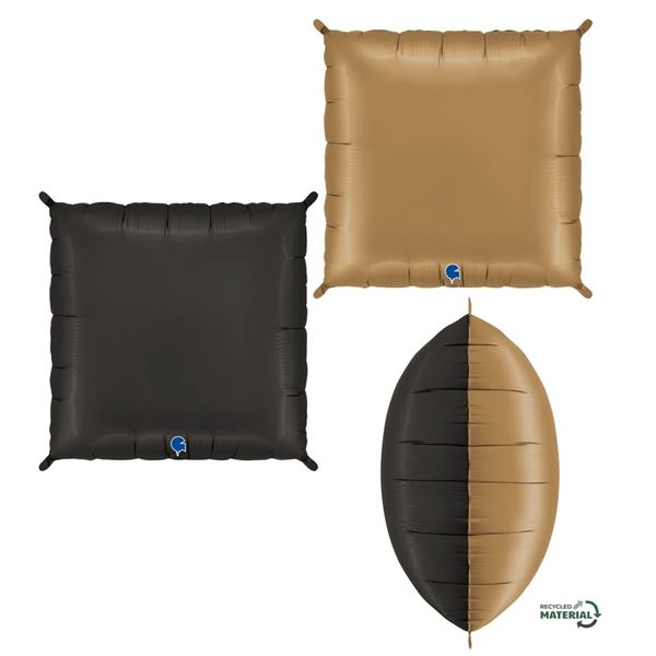 Imagens de Globo Forma Cuadrado Negro/Champán Foil 61cm x 61cm (2 unidades)