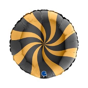 Imagen de Globo Caramelo Negro y Dorado Foil (45cm)