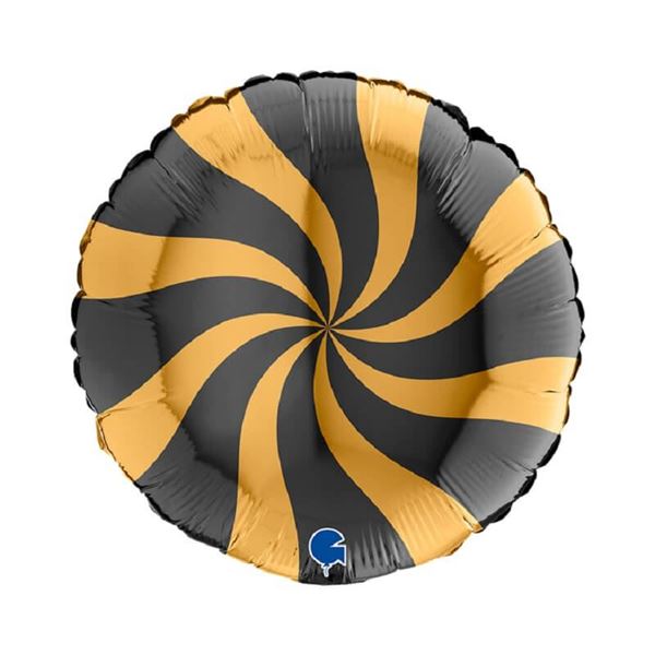 Picture of Globo Caramelo Negro y Dorado Foil (45cm)