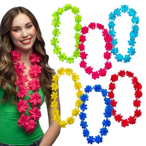Picture of Collar Lei Colores Liso Surtido Tela (1 unidad)