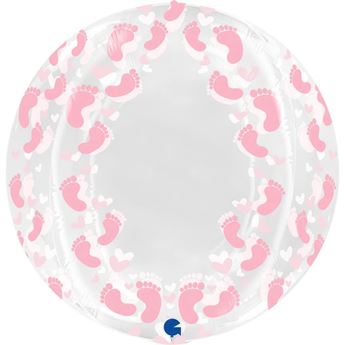 Imagen de Globo Esférico Bubble Pies Rosa (48cm)