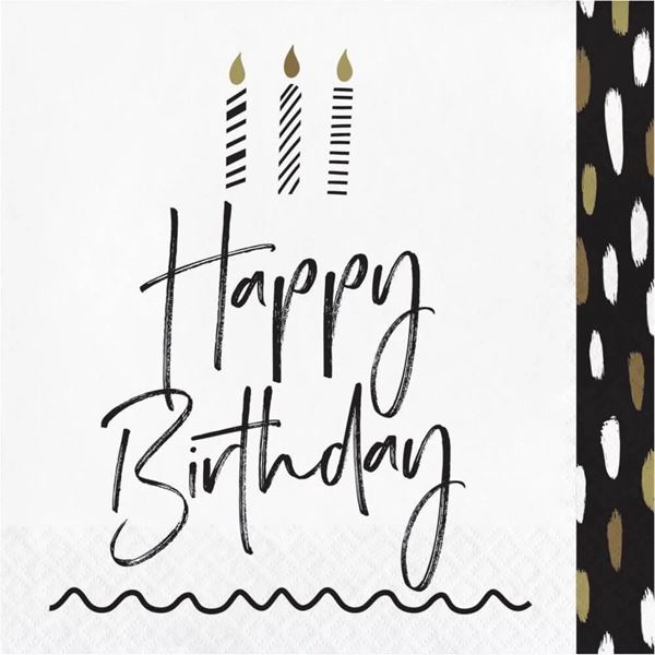 Imagen de Servilletas Happy Birthday Deseos papel 33cm (16 unidades)