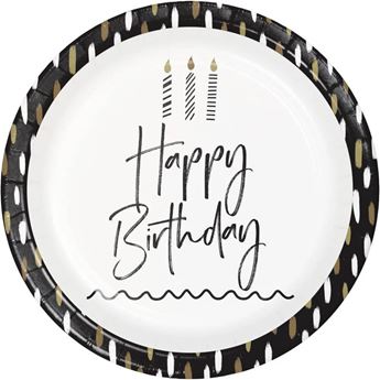 Imagen de Platos Happy Birthday Deseos cartón 23cm (8 unidades)