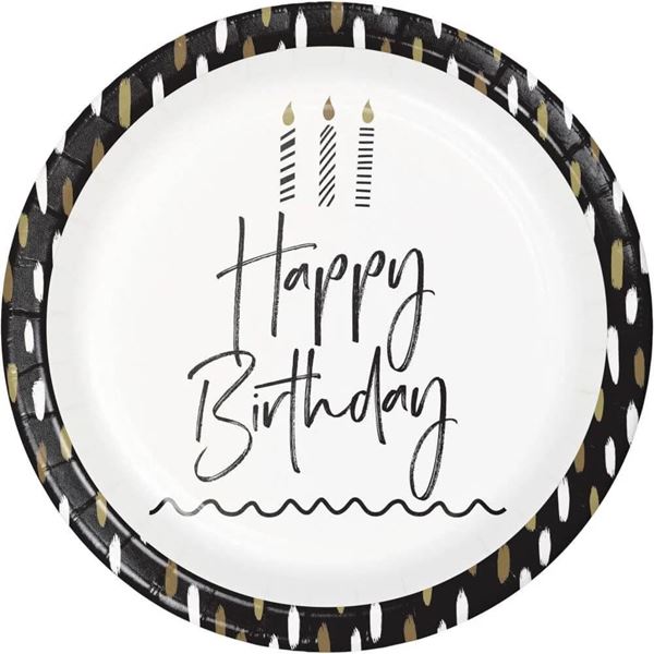 Imagens de Platos Happy Birthday Deseos cartón 23cm (8 unidades)