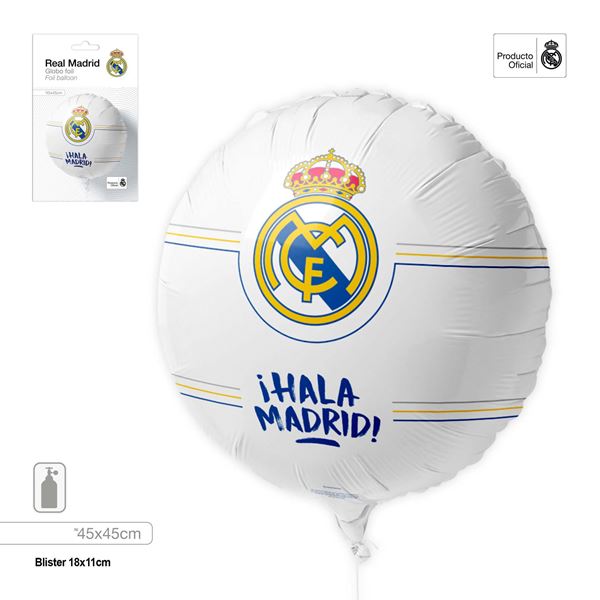Imagens de Globo Foil Redondo “¡Hala Madrid!” | 45 cm | Producto Oficial Real Madrid