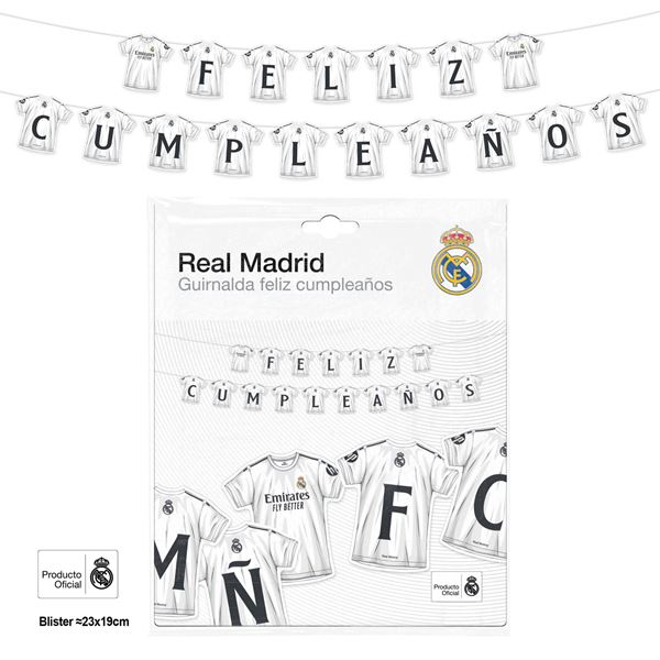 Picture of Guirnalda Feliz Cumpleaños Camisetas Real Madrid | 17 piezas