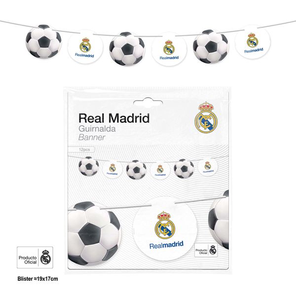 Imagens de Guirnalda Real Madrid con Balones y Escudos | 12 piezas