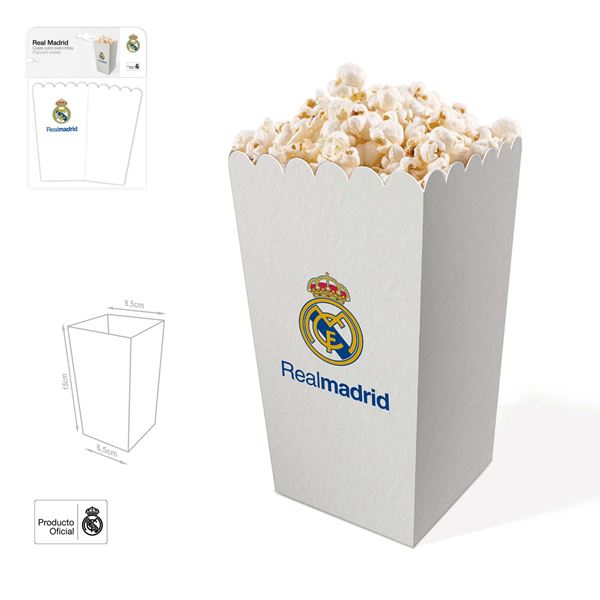Imagen de Caja para palomitas Real Madrid – diseño masterbrand (3 uds)