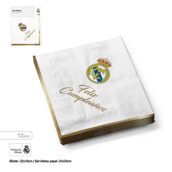 Picture of Servilletas Real Madrid – Feliz Cumpleaños dorado (12 uds)