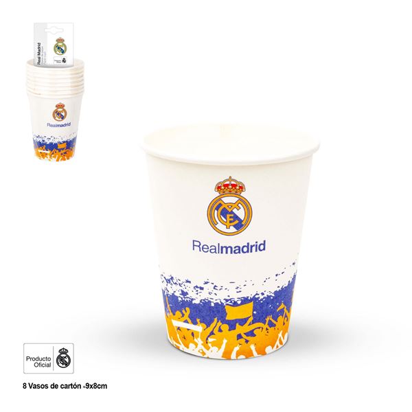 Imagen de Vasos Real Madrid – Afición (8 uds, 9×8 cm)