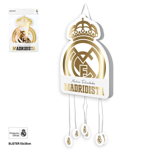 Picture of Piñata Muchas Felicidades Madridista Dorado (53×38 cm)