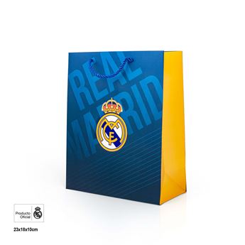 Imagen de Bolsa Regalo Pequeña Real Madrid Azul Marino con Escudo (18x10x23cm)