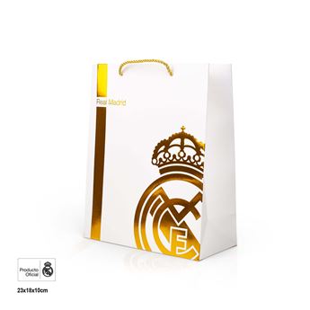 Picture of Bolsa regalo Real Madrid Escudo Dorado 18x10x23 cm | Elegancia y pasión en cada detalle