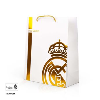 Picture of Bolsa Regalo Oficial Real Madrid Mediana – Diseño "Escudo Dorado" (26x12x32 cm)