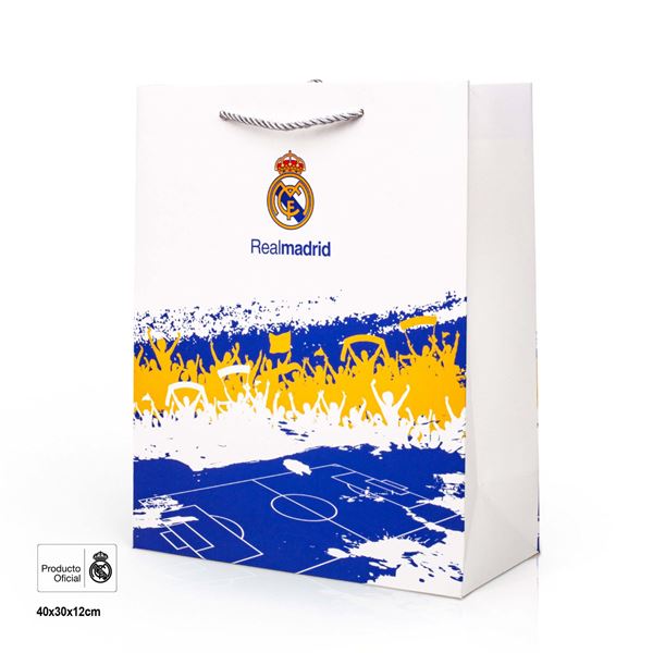 Imagens de Bolsa Regalo Grande Real Madrid – Diseño “Afición” (30x12x40 cm)
