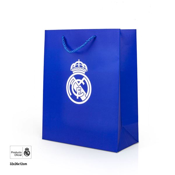 Imagen de Bolsa regalo Real Madrid azul escudo – mediana (32x26x12 cm)
