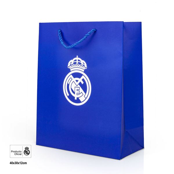Imagen de Bolsa regalo Real Madrid azul escudo – grande (40x30x12 cm)