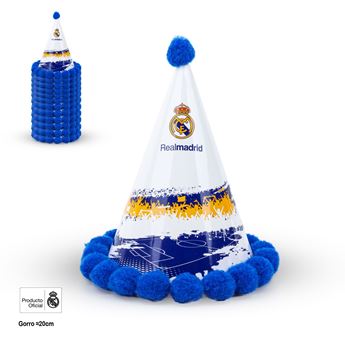 Picture of Gorro de fiesta Real Madrid – Pompones afición (20 cm)