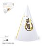 Imagen de Gorros de fiesta Real Madrid – Escudo dorado y líneas oro. 6 Unidades (15 cm)