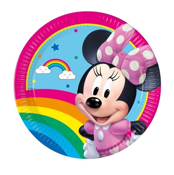 Imagen de Platos Minnie Mouse Arcoíris cartón 20cm (8 uds)
