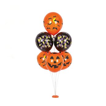 Imagen de Bouquet Globos Látex Calabazas y murciélagos Halloween (6uds)