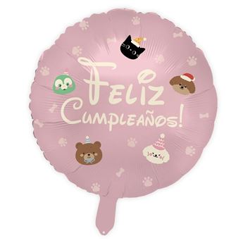Picture of Globo Feliz Cumpleaños Rosa Dulce Animales 45cm