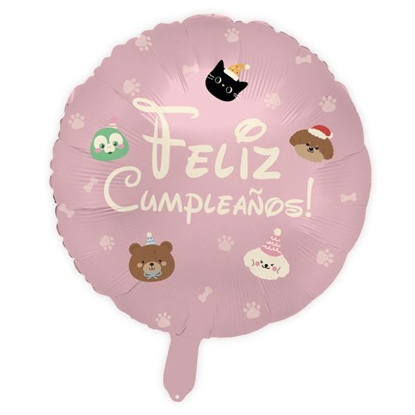 Picture of Globo Feliz Cumpleaños Rosa Dulce Animales 45cm