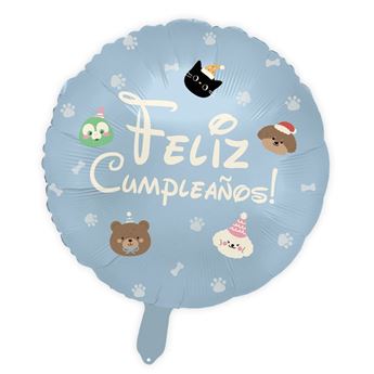 Picture of Globo Feliz Cumpleaños Azul Dulce Animales 45cm
