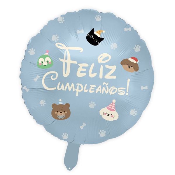 Imagen de Globo Feliz Cumpleaños Azul Dulce Animales 45cm