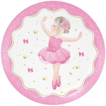Imagen de Platos Ballet Cumple cartón 23cm (8 unidades)