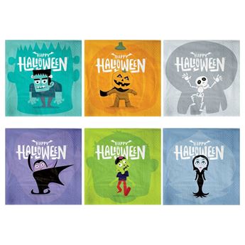 Imagen de Servilletas Monstruos Halloween Surtidos papel 33cm (12 unidades)