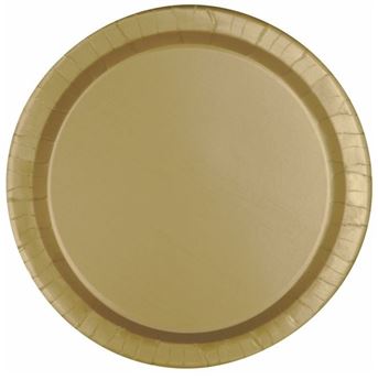 Imagen de Platos de Cartón Dorados Oro 22.5cm (8uds)