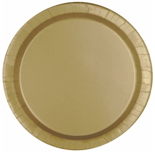 Imagens de Platos Dorados Oro Unique cartón 23cm (8 unidades)