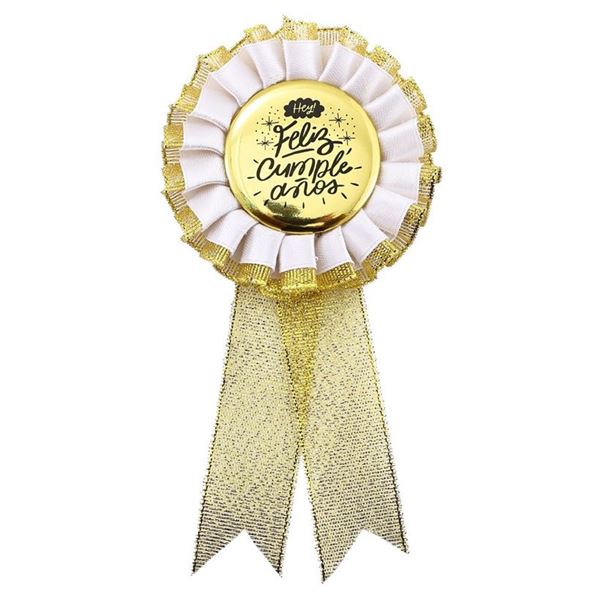 Imagen de Chapa Escarapela Feliz Cumpleaños Dorado