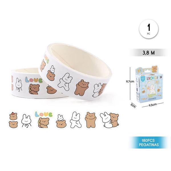 Imagens de Juguete Rollo de Pegatinas Kawaii con Ositos y Conejitos