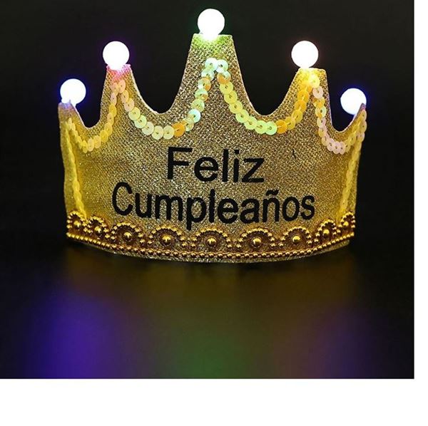 Imagen de Corona Diadema Feliz Cumpleaños con luz