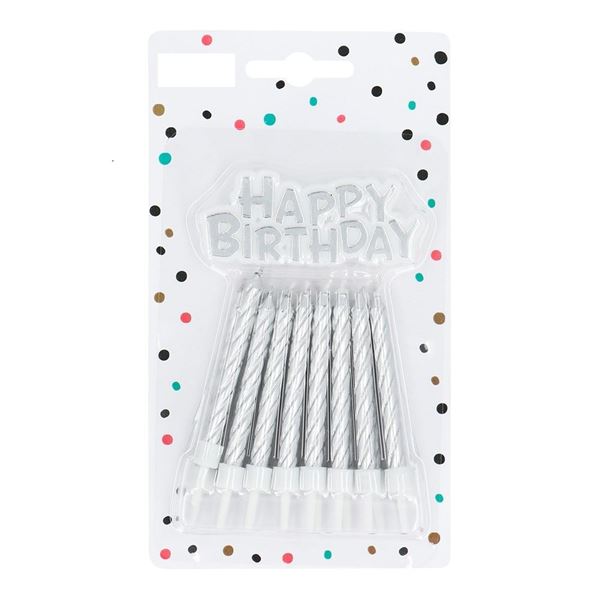 Picture of Velas Set Plateadas con Topper (16uds)