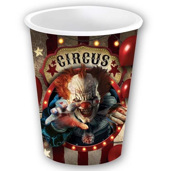 Picture of Vasos Payaso Circo Terror cartón 355ml (6 unidades)