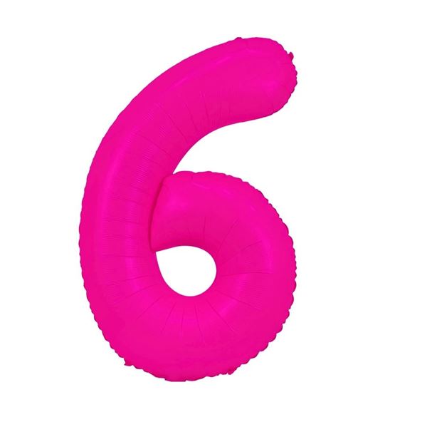 Imagens de Globo Número 6 Rosa Neón Flúor Gigante (86cm)