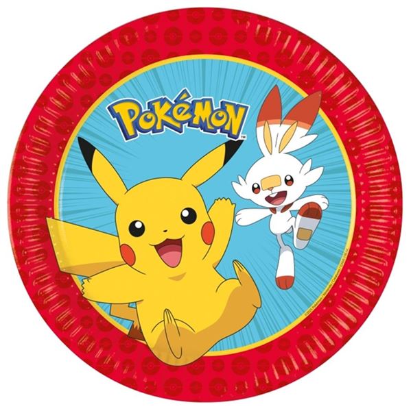 Imagen de Platos Pokémon Cumpleaños cartón 23cm (8 unidades)