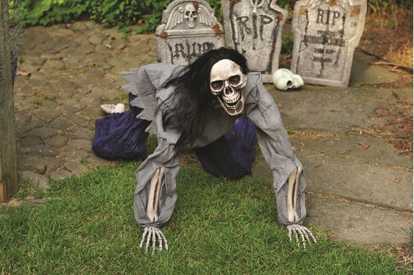 Imagens de Esqueleto Arrastrándose con Cabello Negro Halloween (1,5 m)